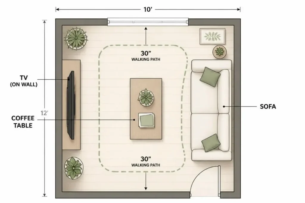 Small Living Room Ideas with TV: 15 Layouts That Fit 7 small living room furniture arrangement floor plan with tv and sofa