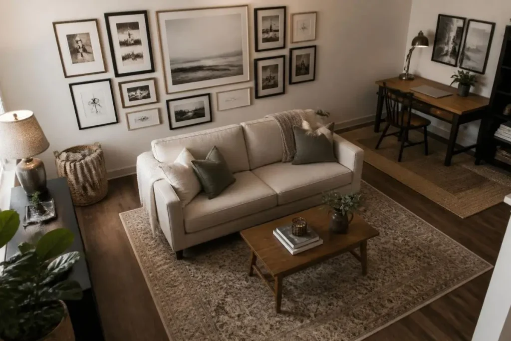 small living room layout for affordable one bedroom apartment decor