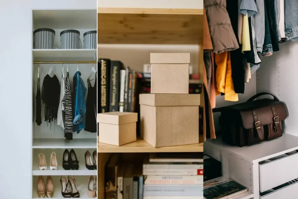 small apartment storage ideas with vertical shelving in studio