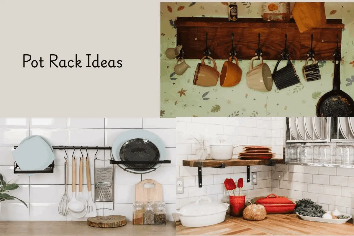 Very Small Kitchen Storage Ideas That Do Not Need a Drill 2 wall-mounted pot rack for a small kitchen with no cabinet space