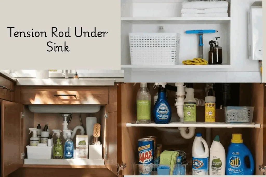 Very Small Kitchen Storage Ideas That Do Not Need a Drill 4 no-drill tension rod kitchen storage for renters under the sink