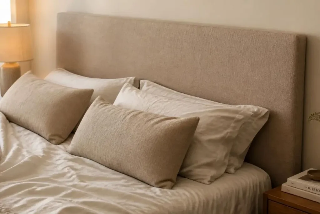 Headboard Ideas Without Drilling 4 Budget DIY headboard made from a fabric wrapped foam panel