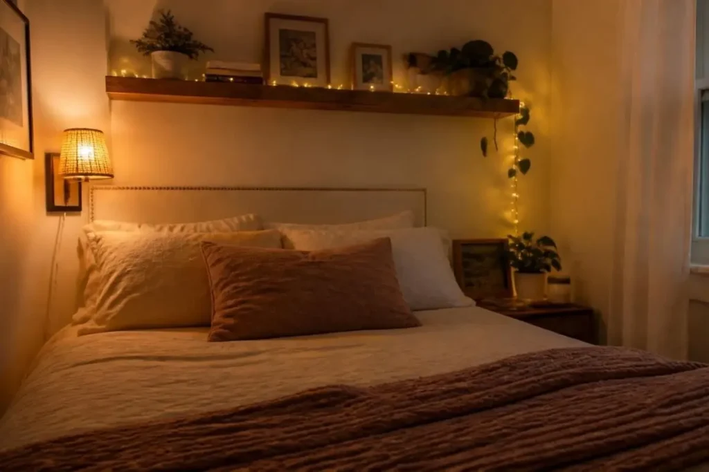 Small Bedroom Decorating Ideas on a Budget 5 Budget-layered lighting setup in a small bedroom