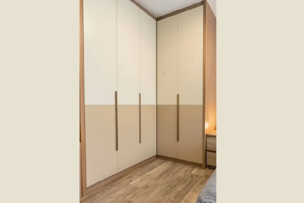 15 best two-colour combinations for a wardrobe in a small bedroom 6 cream and beige sunmica two colour wardrobe combination for small bedroom.