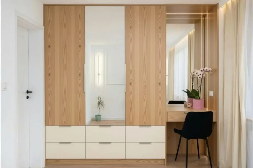 15 best two-colour combinations for a wardrobe in a small bedroom 16 light cedar wood and cream sunmica wardrobe combination for small bedroom.