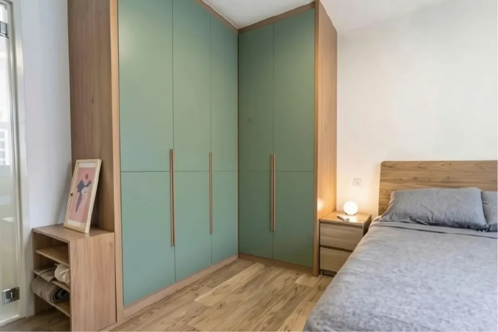 15 best two-colour combinations for a wardrobe in a small bedroom 8 light color sunmica combination for wardrobe in small room with sage green and wood.