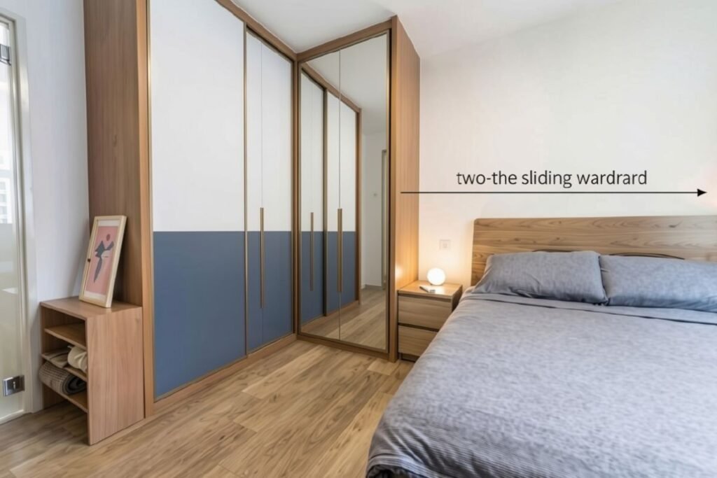 15 best two-colour combinations for a wardrobe in a small bedroom 3 sliding door two colour combination for wardrobe with mirrored panels in small bedroom.